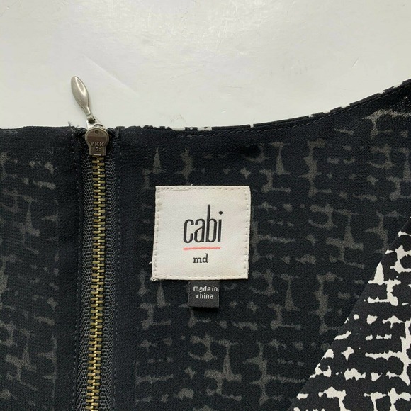 CAbi Black White Broken Check Houndstooth Top Medium #3090 Sleeveless Womens - Picture 7 of 9